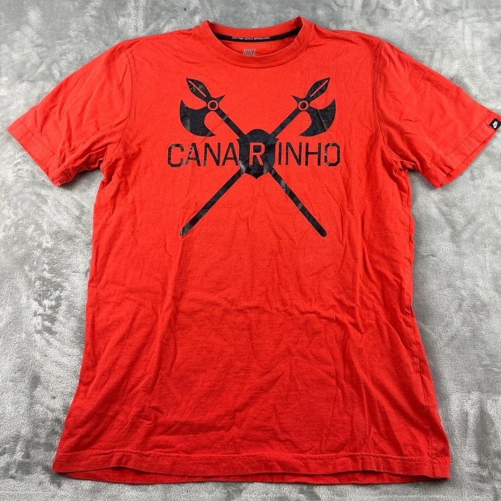 Nike T-Shirt Mens Large Selecao XI Canarinho Red Soccer Graphic EUC